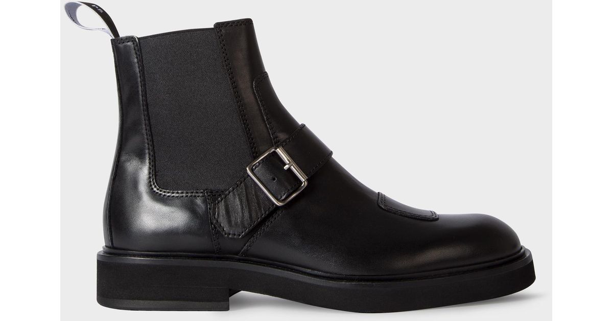 Paul Smith Black Smooth Leather 'bob' Chelsea Boots With Buckle Detail for  Men - Lyst