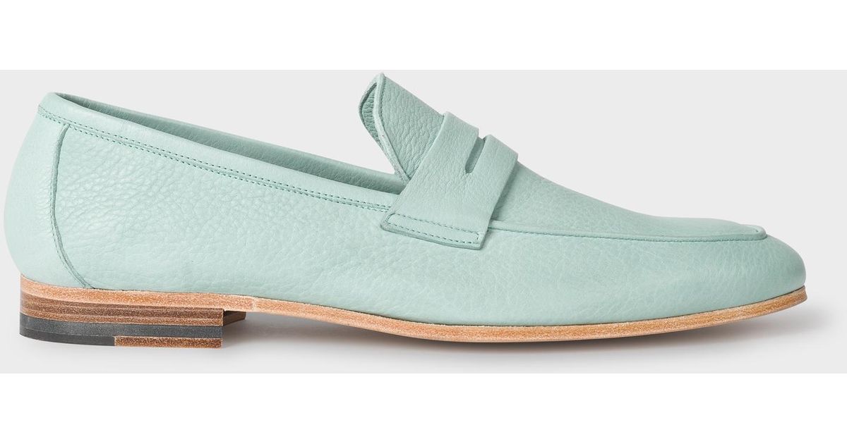 mint green loafers