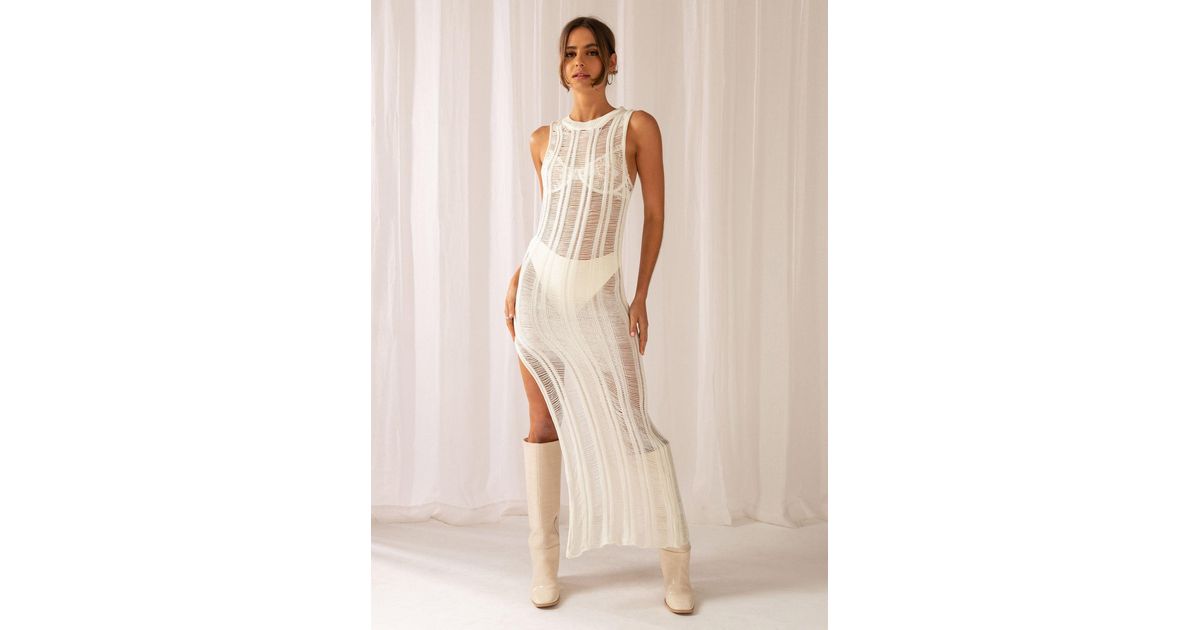 Peppermayo Perri Ladder Knit Maxi Dress in Natural Lyst