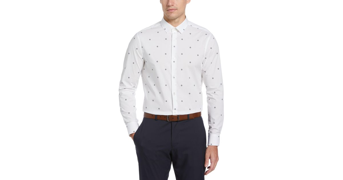 Perry Ellis Cotton Floral Print Shirt in White for Men | Lyst