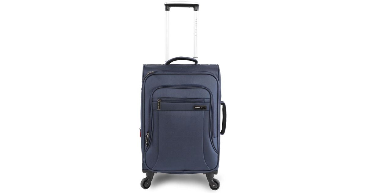 Perry Ellis Portfolio Men's Zip Top Small Travel Bag in Navy Blue