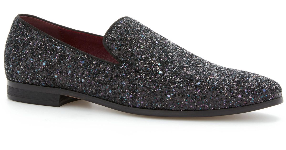 Perry Ellis Iridescent Glitter Loafers in Black for Men | Lyst