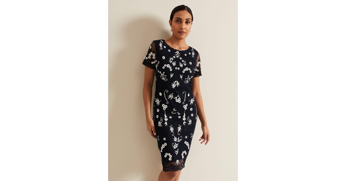 Phase Eight Petite Florisa Embroidered Dress in Blue | Lyst UK