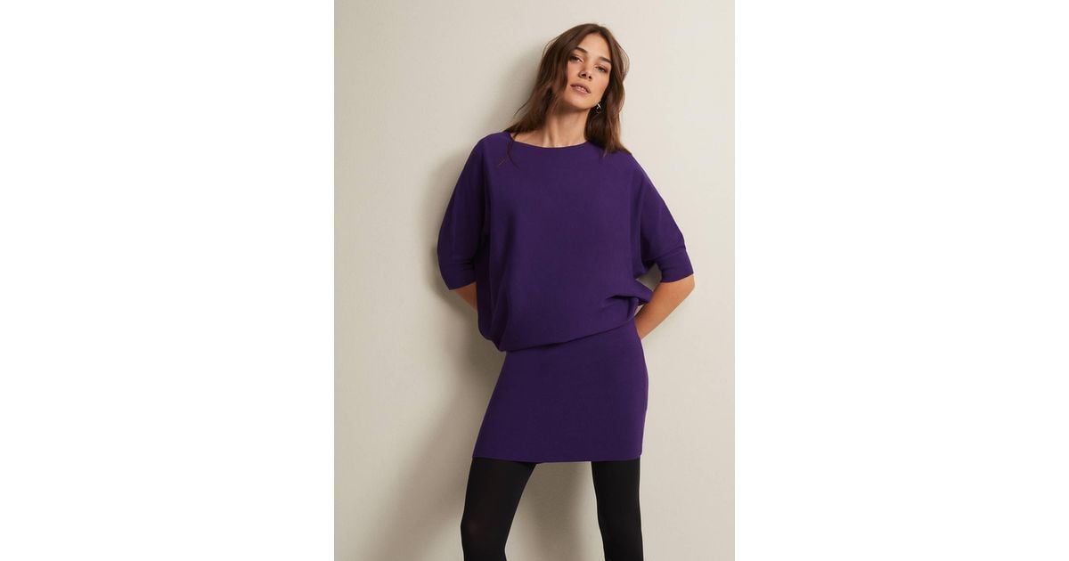 Phase Eight s Becca Purple Batwing Mini Dress Lyst UK