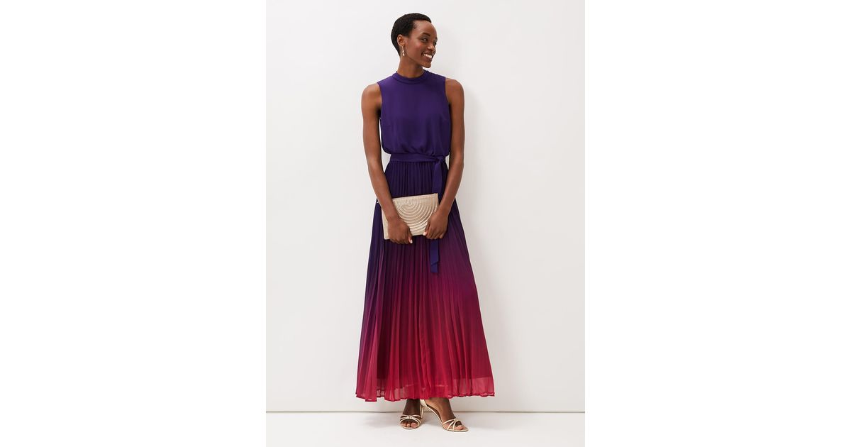 phase eight lily dip dye pleated dress