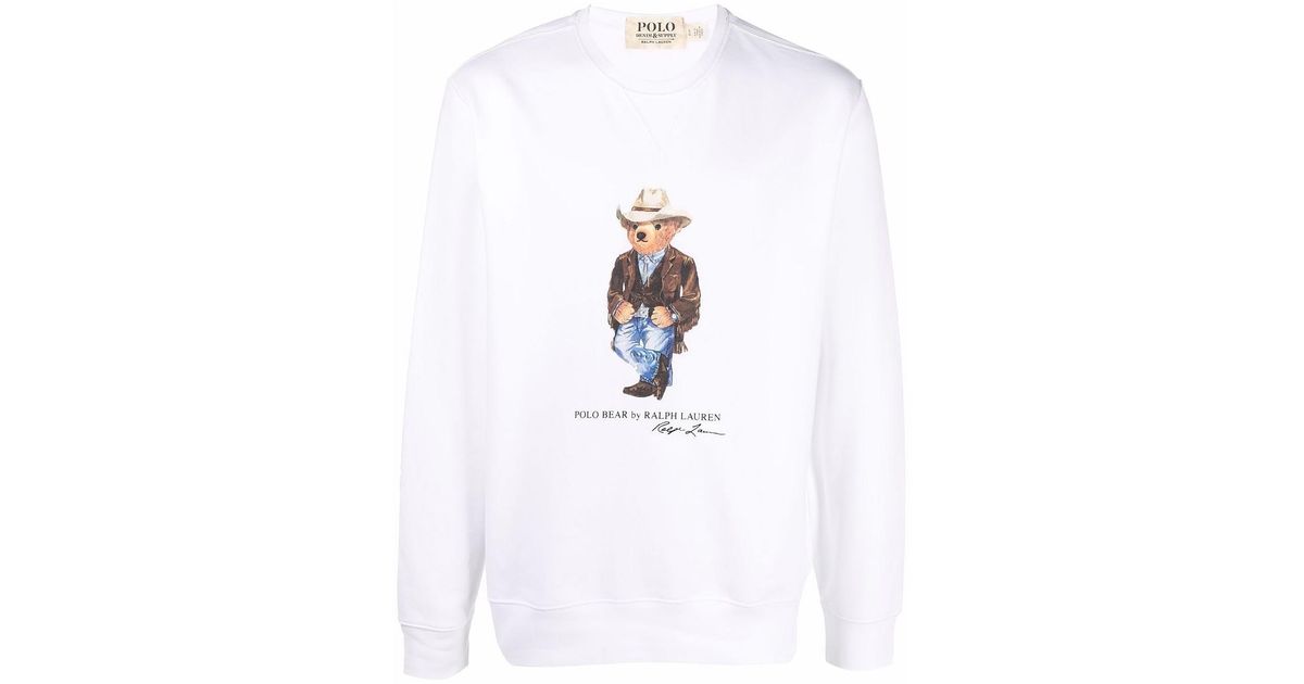 Polo Ralph Lauren Cowboy Bear Sweater in White for Men | Lyst UK