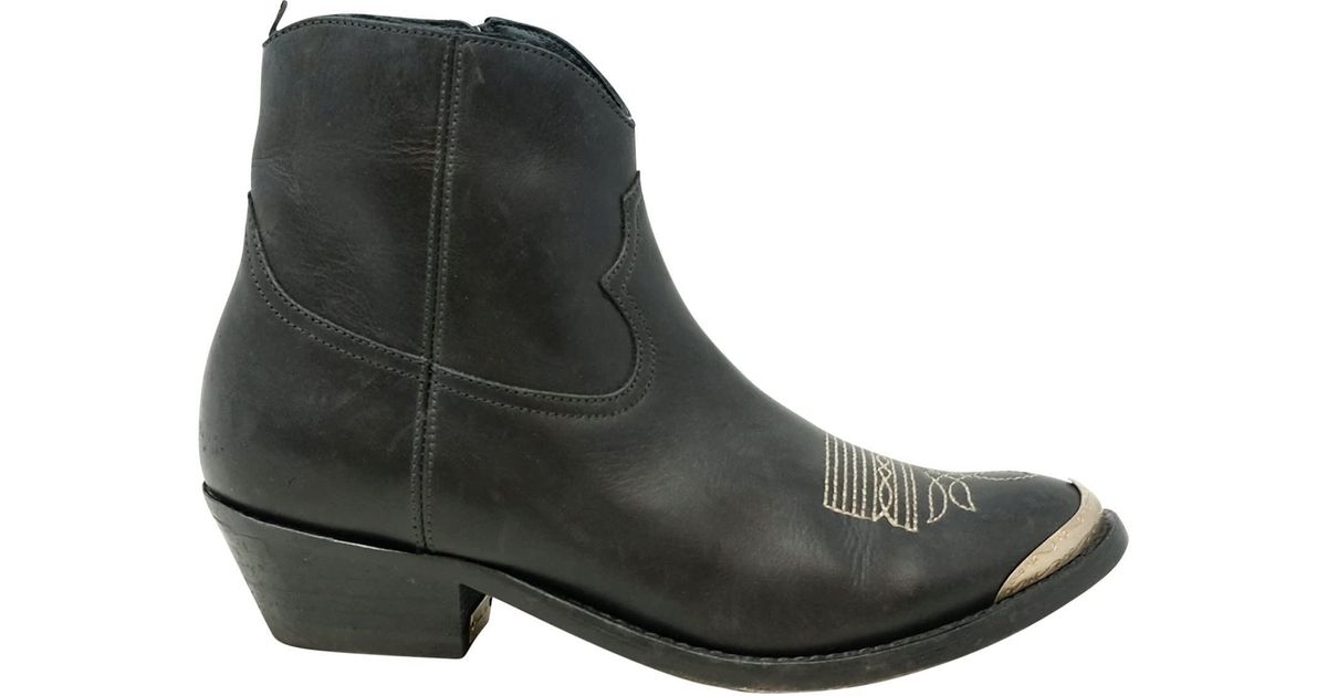 Golden Goose Young Leather Ankle Boots in Black Lyst
