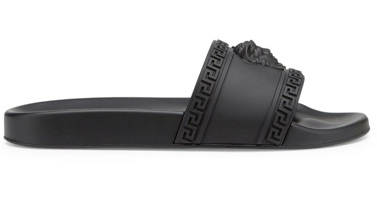 Versace Rubber Pool Slide Gomma in Black (White) for Men Lyst UK