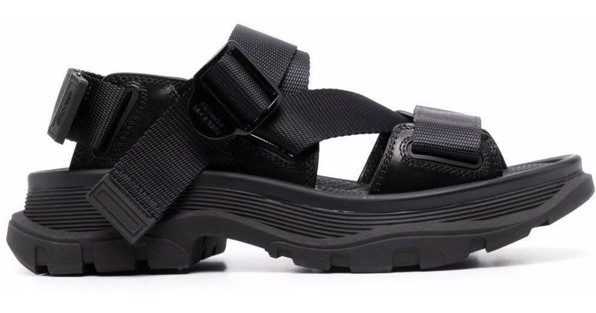 Alexander McQueen Synthetic Tread Sandals With Ergonomic Rubber Sole - Women in Black - Lyst