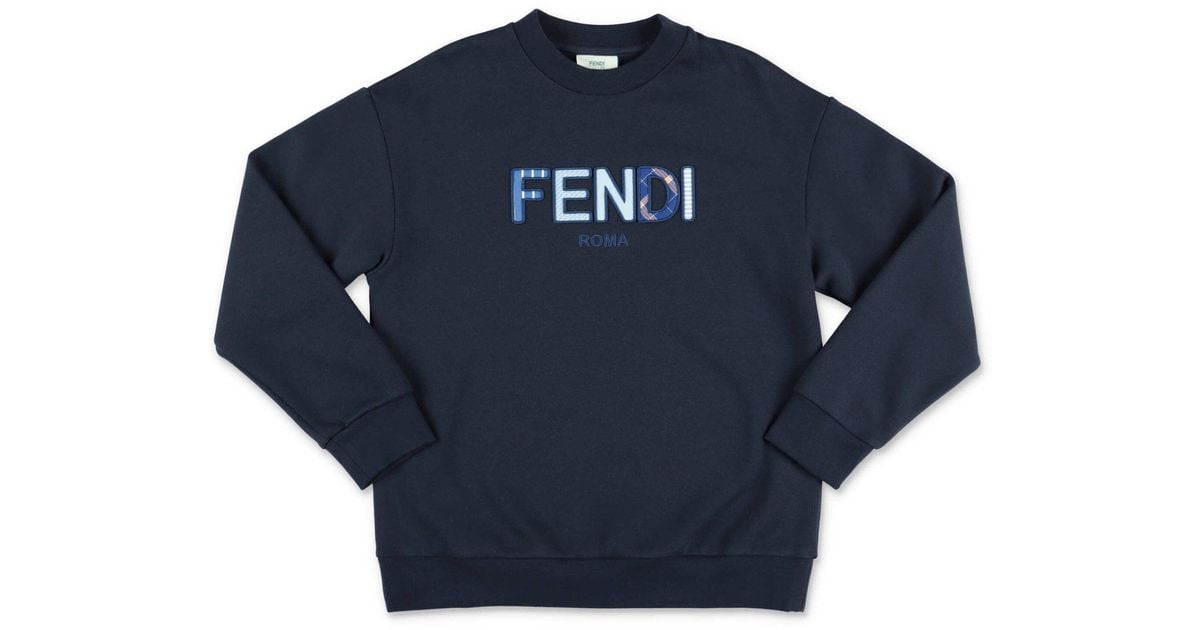 Fendi Cotton Felpa Navy In Caldo Cotone in Blue for Men | Lyst