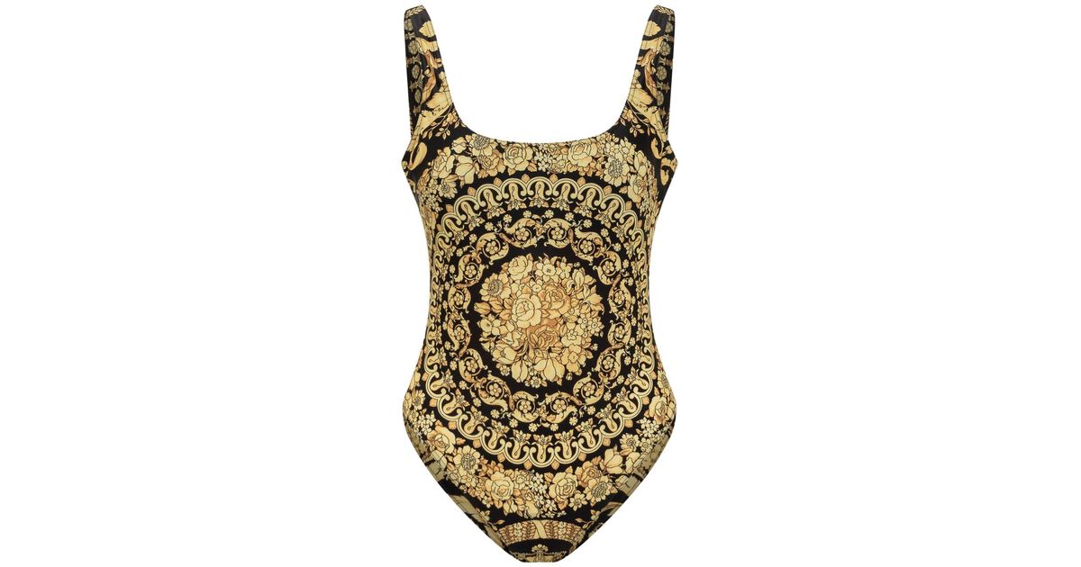 Versace Baroque One-piece Swimsuit in Metallic | Lyst