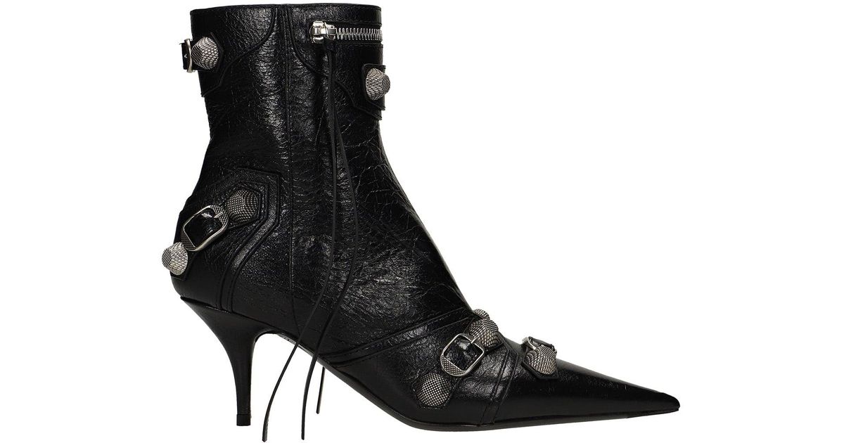 Balenciaga Cagole Bootie Low Heels Ankle Boots In Leather - Women in ...