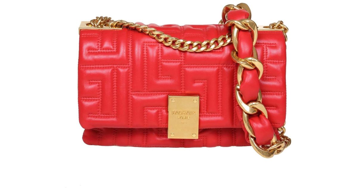 Womens Bags Shoulder bags Save 51% Balmain Flap Bag In Red Quilted Leather 