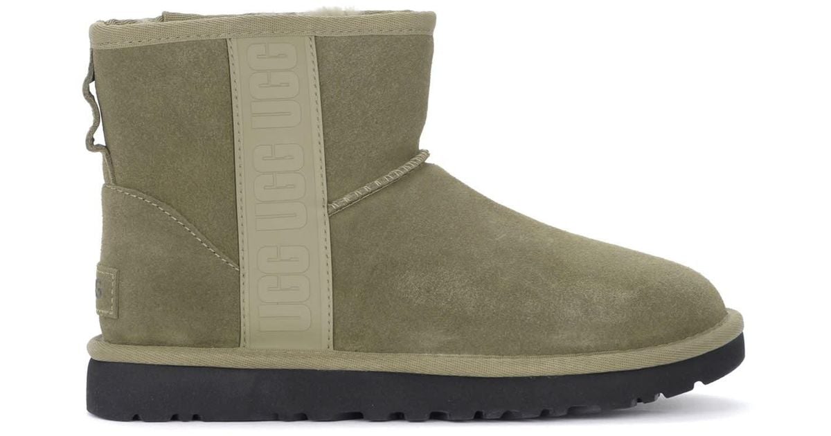 UGG Side Logo Ankle Boots In Olive Green Suede - Women - Lyst