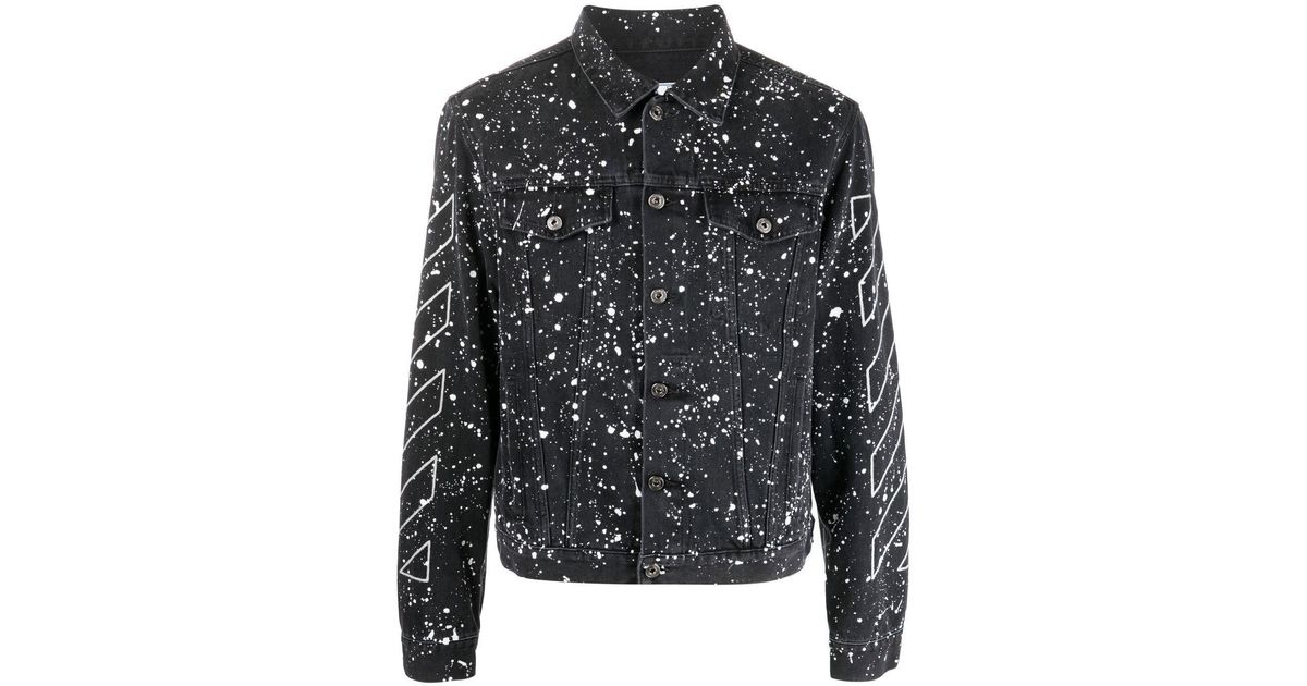 Off-White c/o Virgil Abloh Paint-splatter Denim Jacket in Black for Men ...