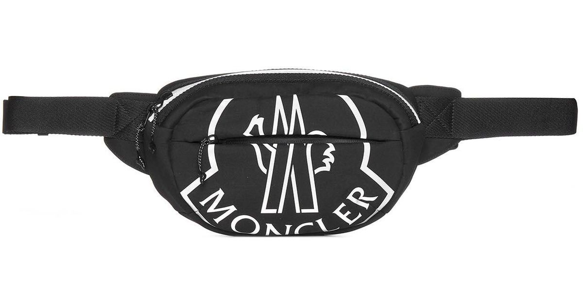 Moncler Cut Logo Cotton-blend Belt Bag in Black (White) for Men - Save ...