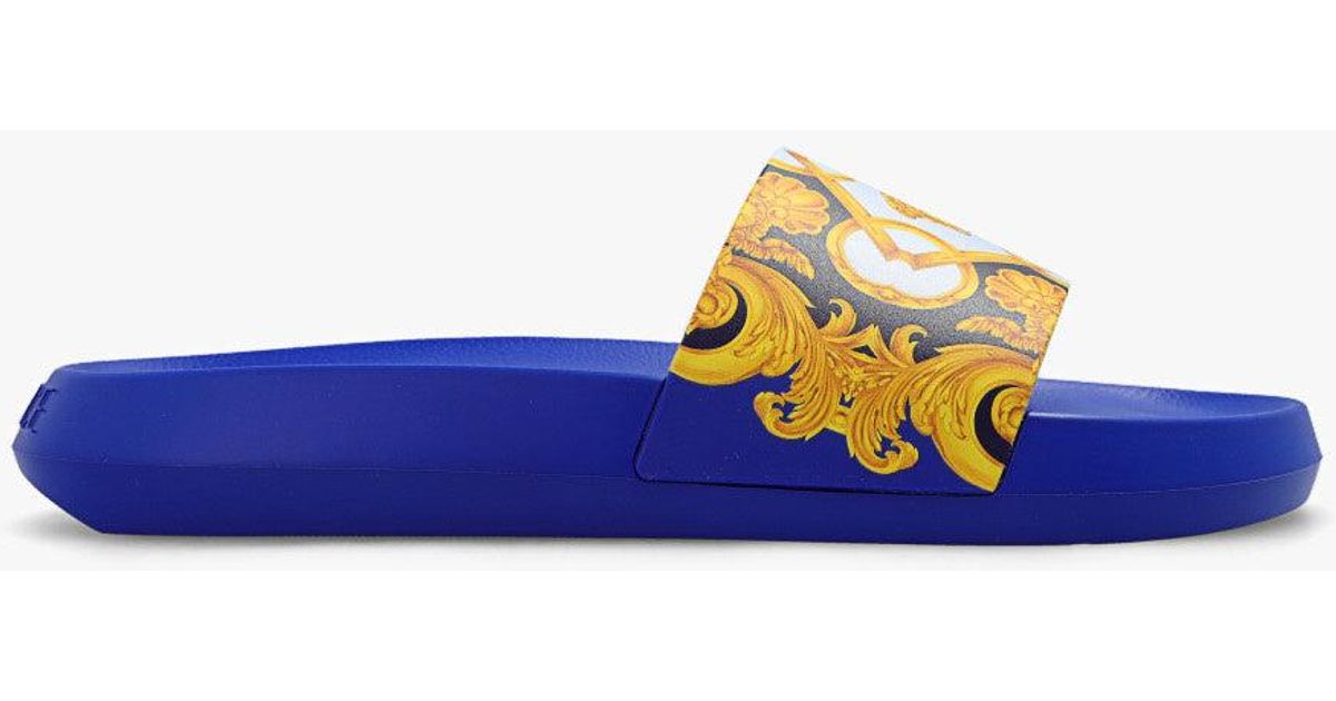 Versace Blue Rubber Slides | Lyst
