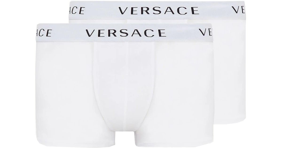 Versace Cotton Pack Of Two Boxers With Logo - Men in White for Men | Lyst