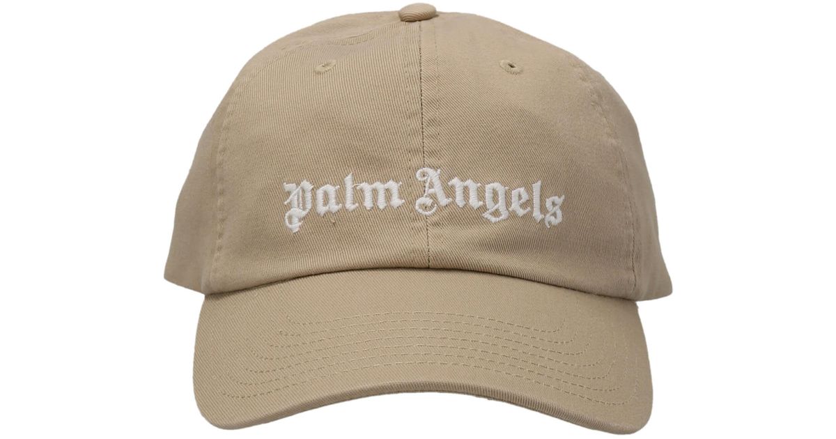 Natural Palm Angels Cotton Logo Embroidery Cap in Beige Mens Accessories Hats Save 45% for Men 