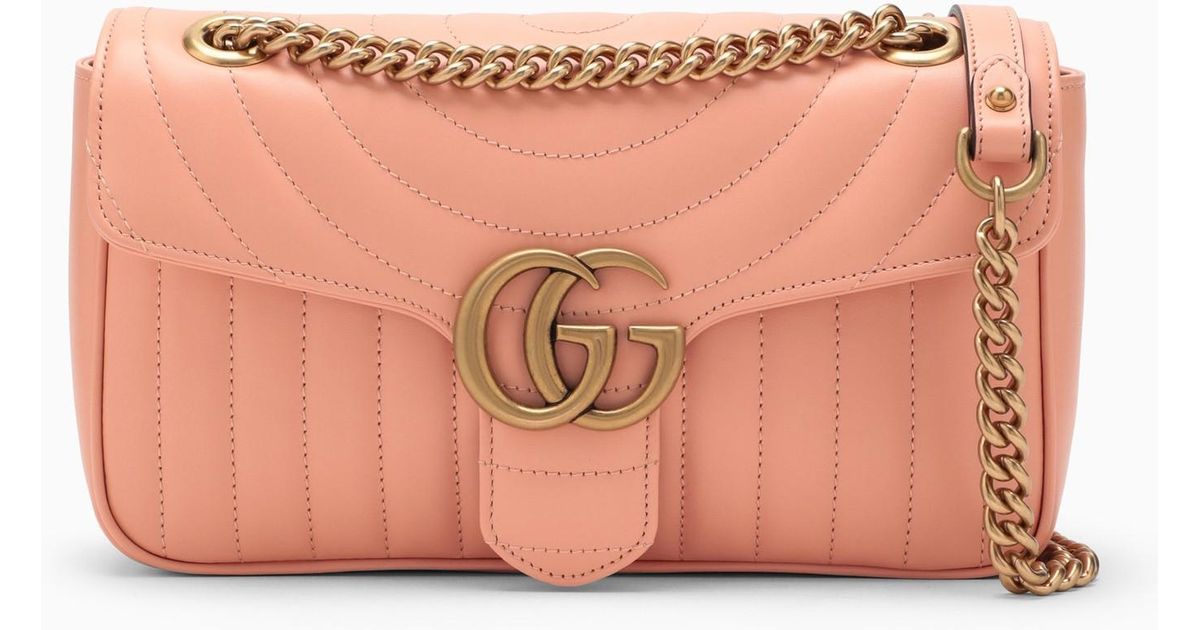 Dusty Pink Leather GG Marmont Matelassé Shoulder Bag