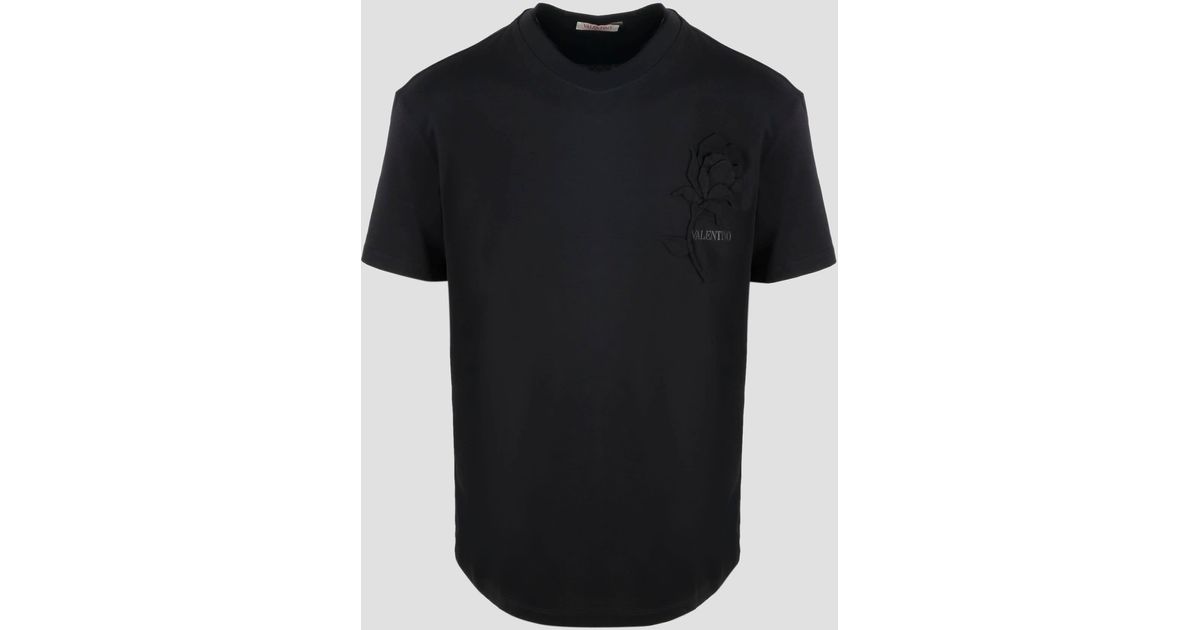 Valentino Rose Patch Logo T-shirt in Black for Men Lyst