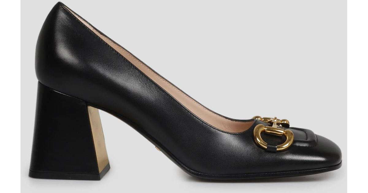 metallic mid heel pump gucci