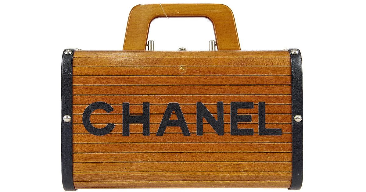 Chanel * 1990s Wooden Vanity Handbag in Brown