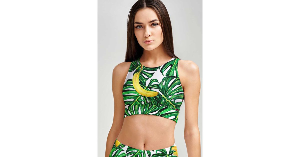Pineapple Clothing Nana-banana Starla High Neck Padded Sporty Crop Top  Sports Bra in Green | Lyst