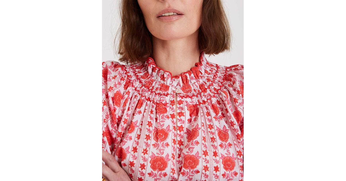 Pink City Prints Candy Alpine Beatrice Blouse in Red - Lyst
