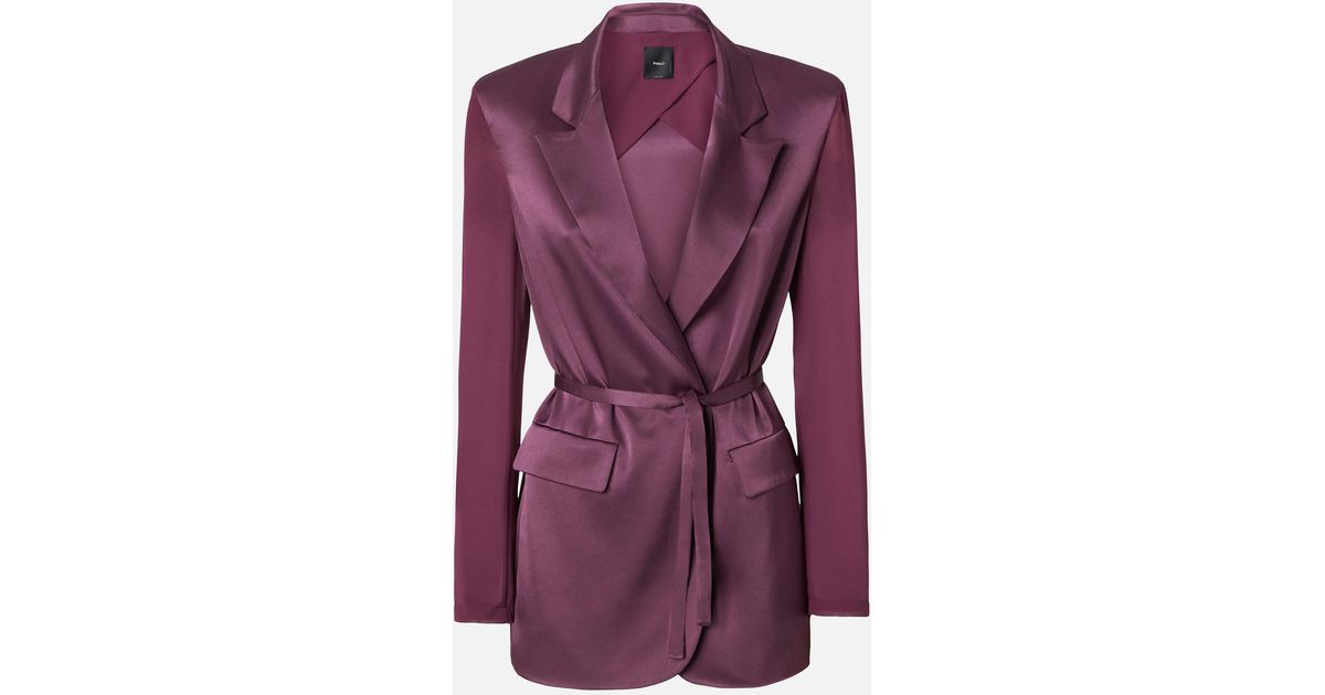 Pinko Shiny Blazer With Transparent Sleeves in Purple | Lyst