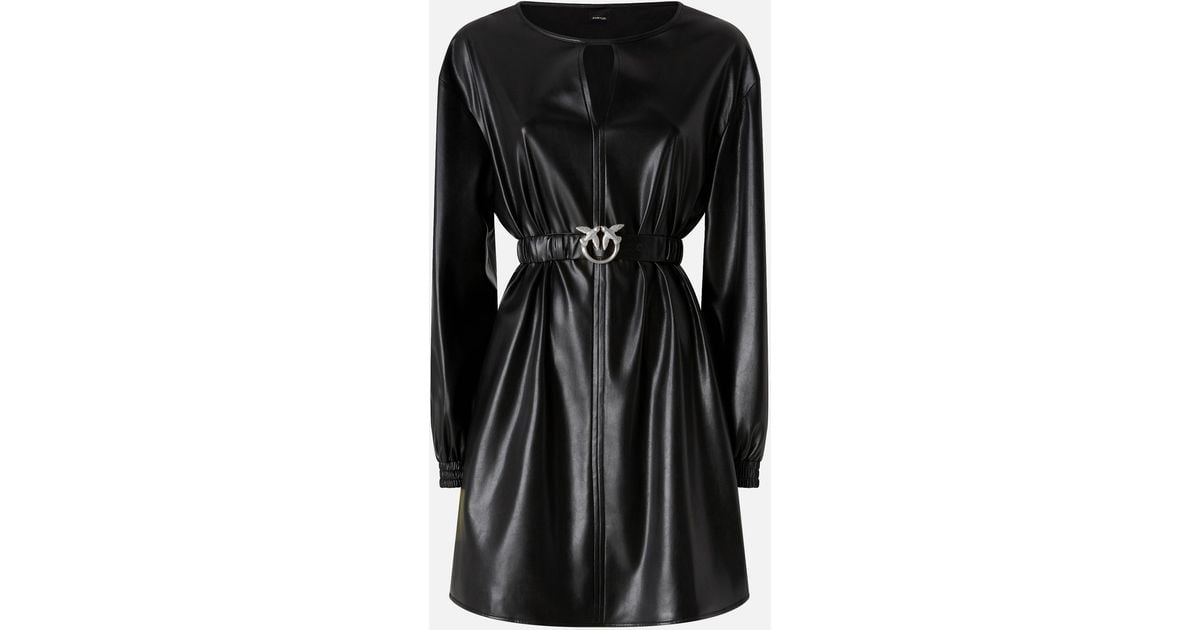 pinko leather dress Pinko short dress in brown coated fabric