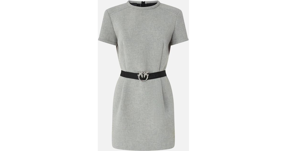 Pinko Mini Dress With Love Birds Belt in Grey | Lyst UK