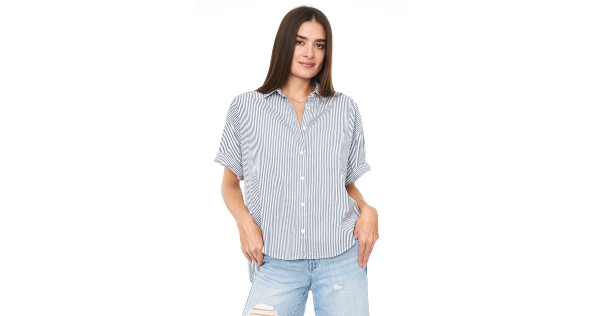 Pistola Cam Short Sleeve Button Down Shirt in Gray Lyst