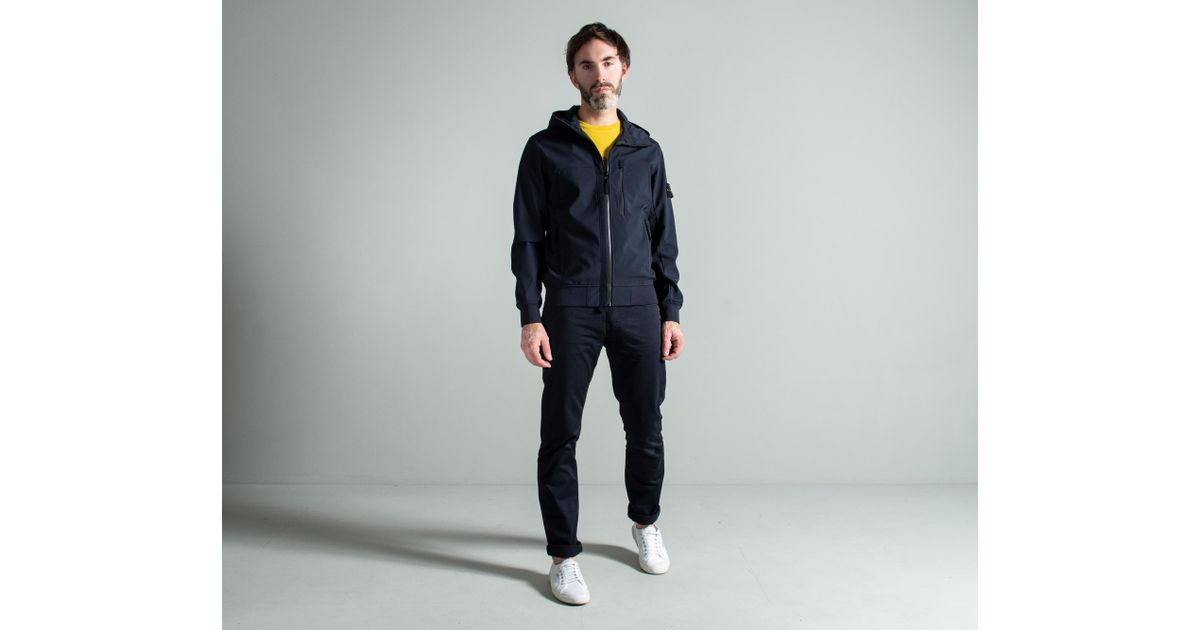 Stone Island Fleece Soft Shell R Hooded Jacket Navy In Blue For Men Lyst Stone Island Fleece Soft Shell R Hooded Jacket Navy In Blue For Men Lyst