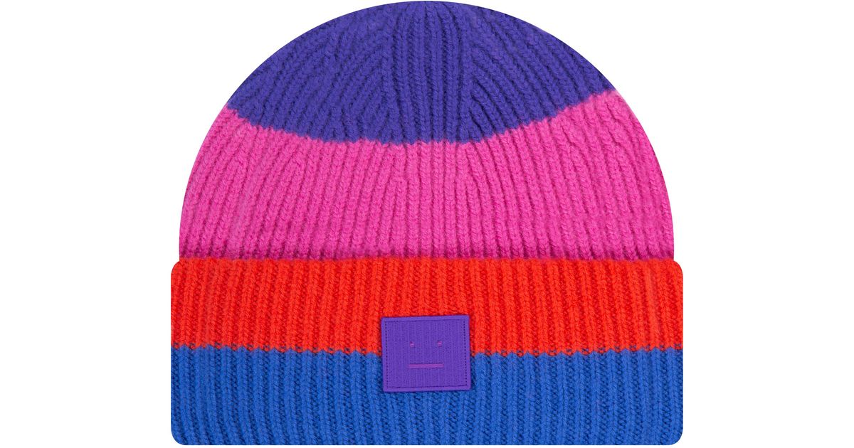 Wool 'ribbed Face' Logo Beanie Purple 