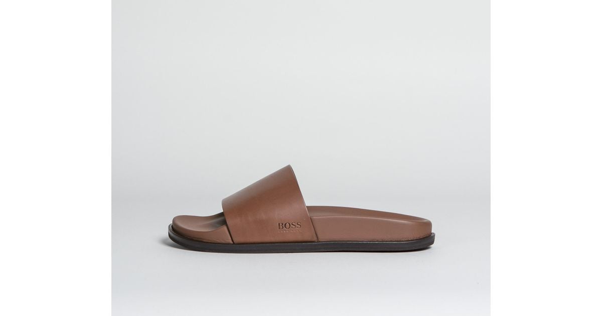 hugo boss leather sliders