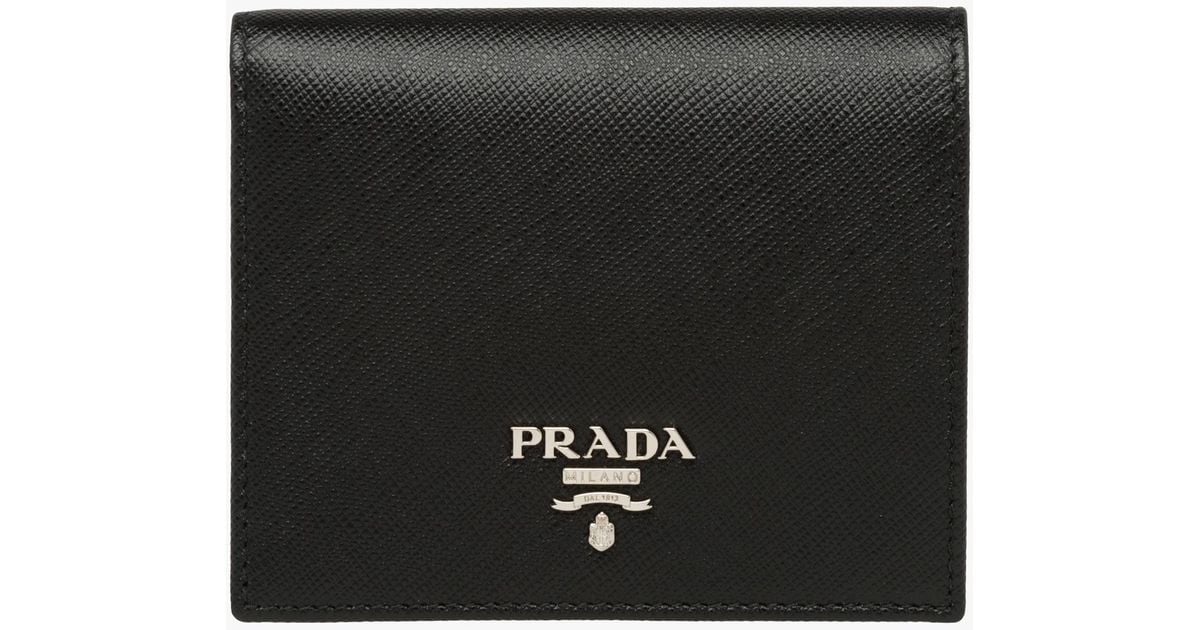Prada Small Saffiano Leather Wallet in Black - Lyst