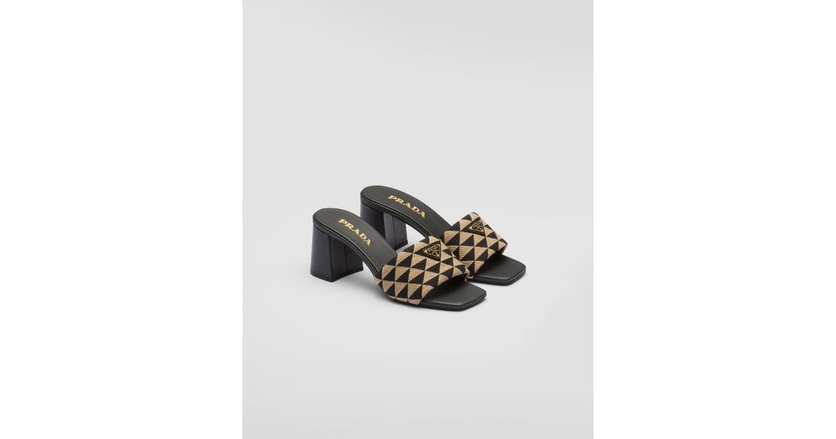 Prada Embroidered Fabric Sandals Lyst