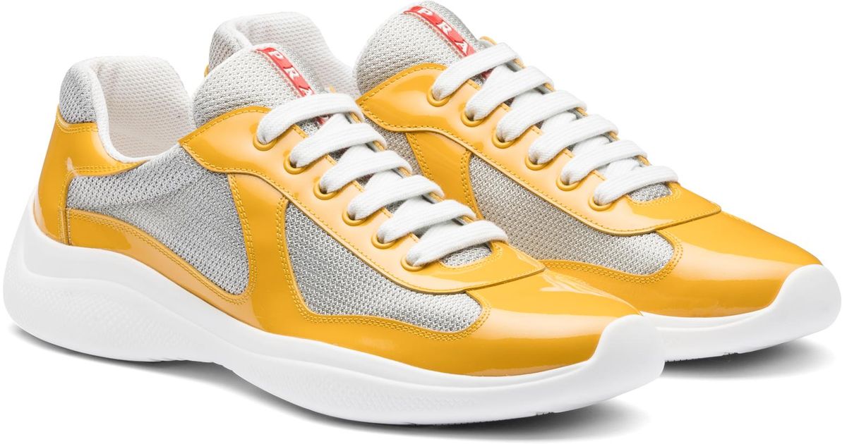 Prada Leather America's Cup Sneakers in Gold/Silver (Metallic) for Men -  Lyst
