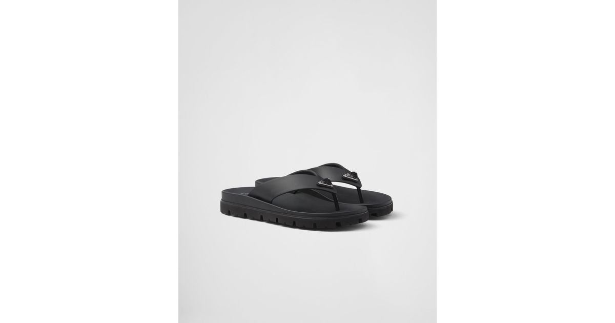 Prada Rubber Thong Sandals in Black for Men Lyst