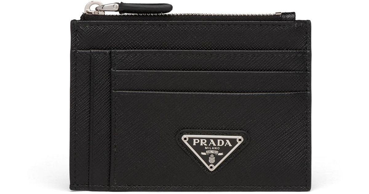 Prada Saffiano Leather Card Holder in Black for Men Lyst