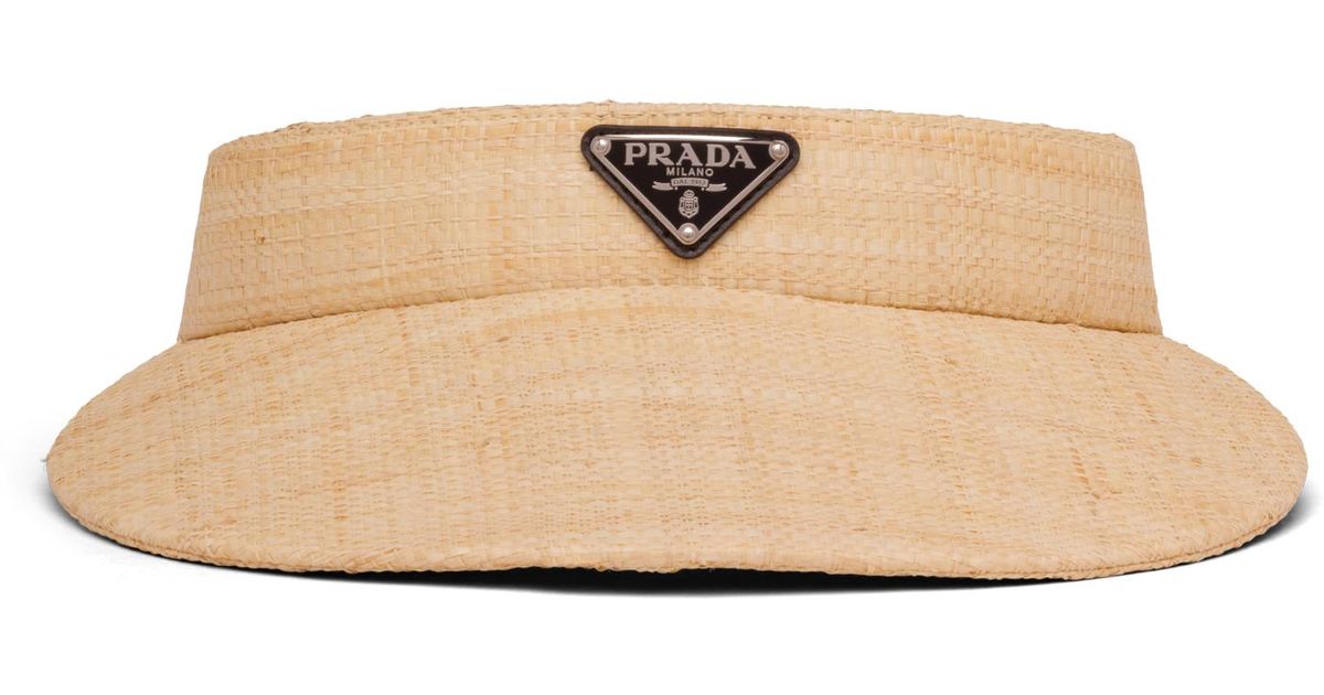 Prada Straw Visor in Tan/Black (Natural) Lyst
