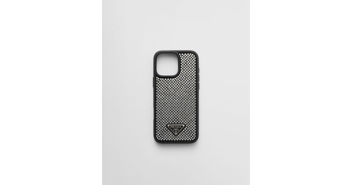 PRADA スタッズ付きレザーiPhone16proケース PRADA - PRADA プラダ 16Pro iPhoneケース ブラック 1ZH209_2C3H_F0018
