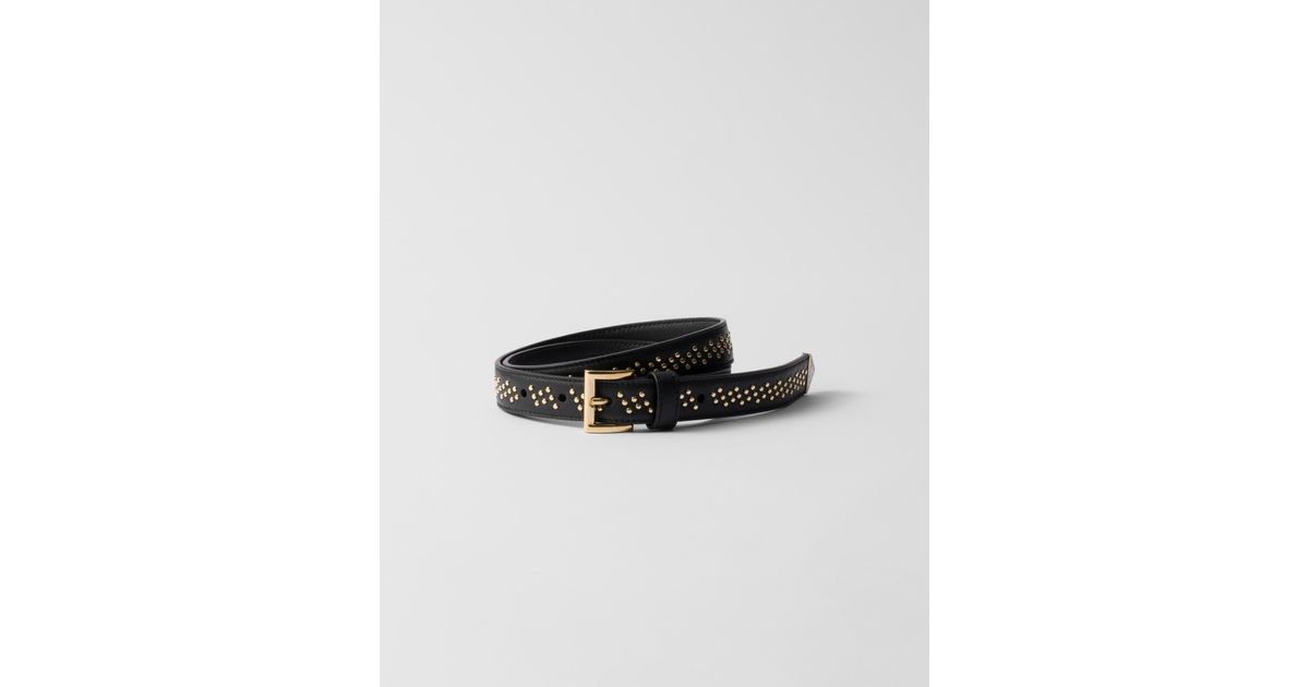 Prada Leather Belt With Studs in Black Lyst UK
