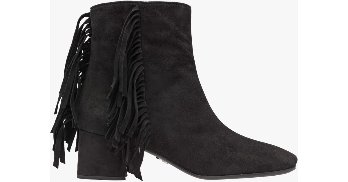 prada black suede booties