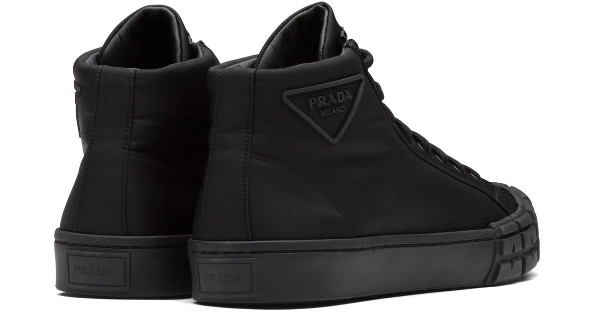 Prada Synthetic Wheel Cassetta High-top Sneakers in Black for Men 