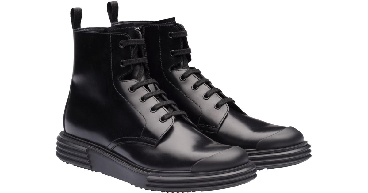 laced leather booties prada