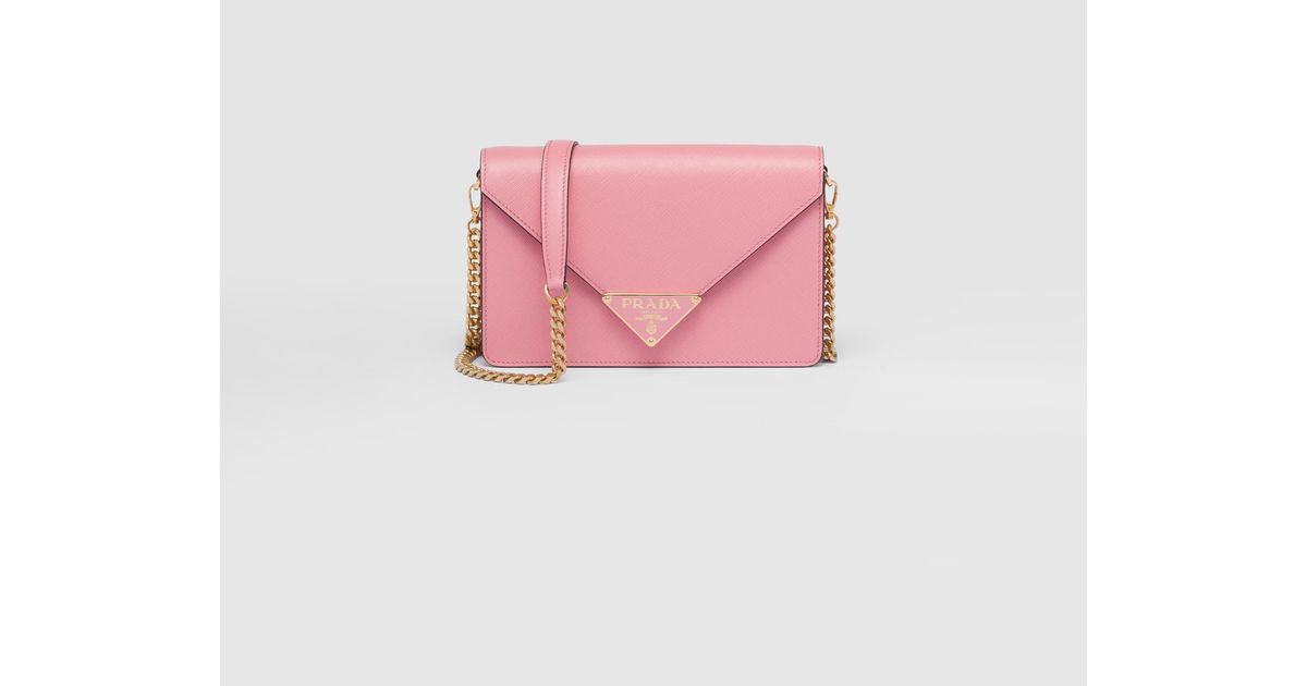 Prada Saffiano Leather Shoulder Bag in Pink Lyst