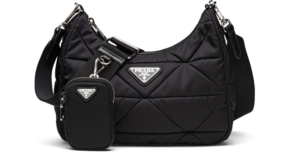 Prada Synthetic Renylon Padded Hobo Bag in Black Lyst