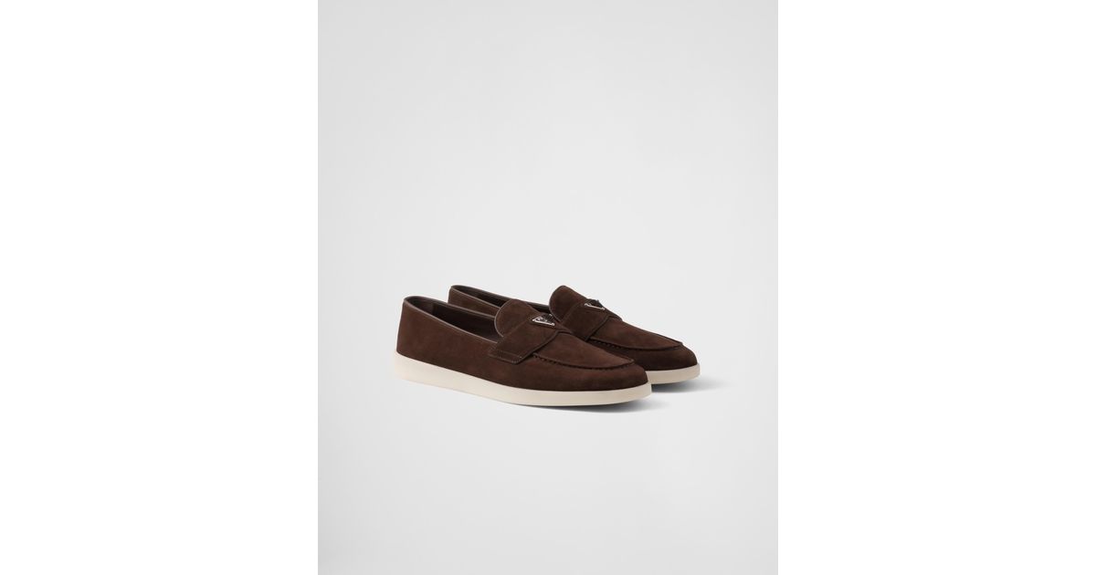 Prada Suede Loafers, Size 6,5 in Brown for Men | Lyst